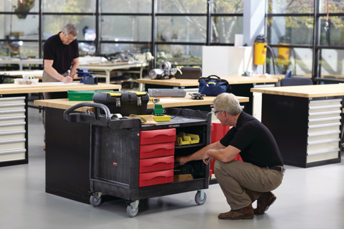 Rubbermaid TradeMaster Cart showcasing its versatile design, adaptable for various material handling tasks