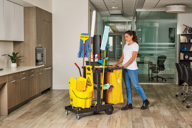 traditional janitorial cleaning carts