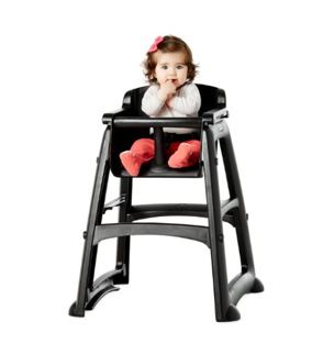 A baby seated in a high chair